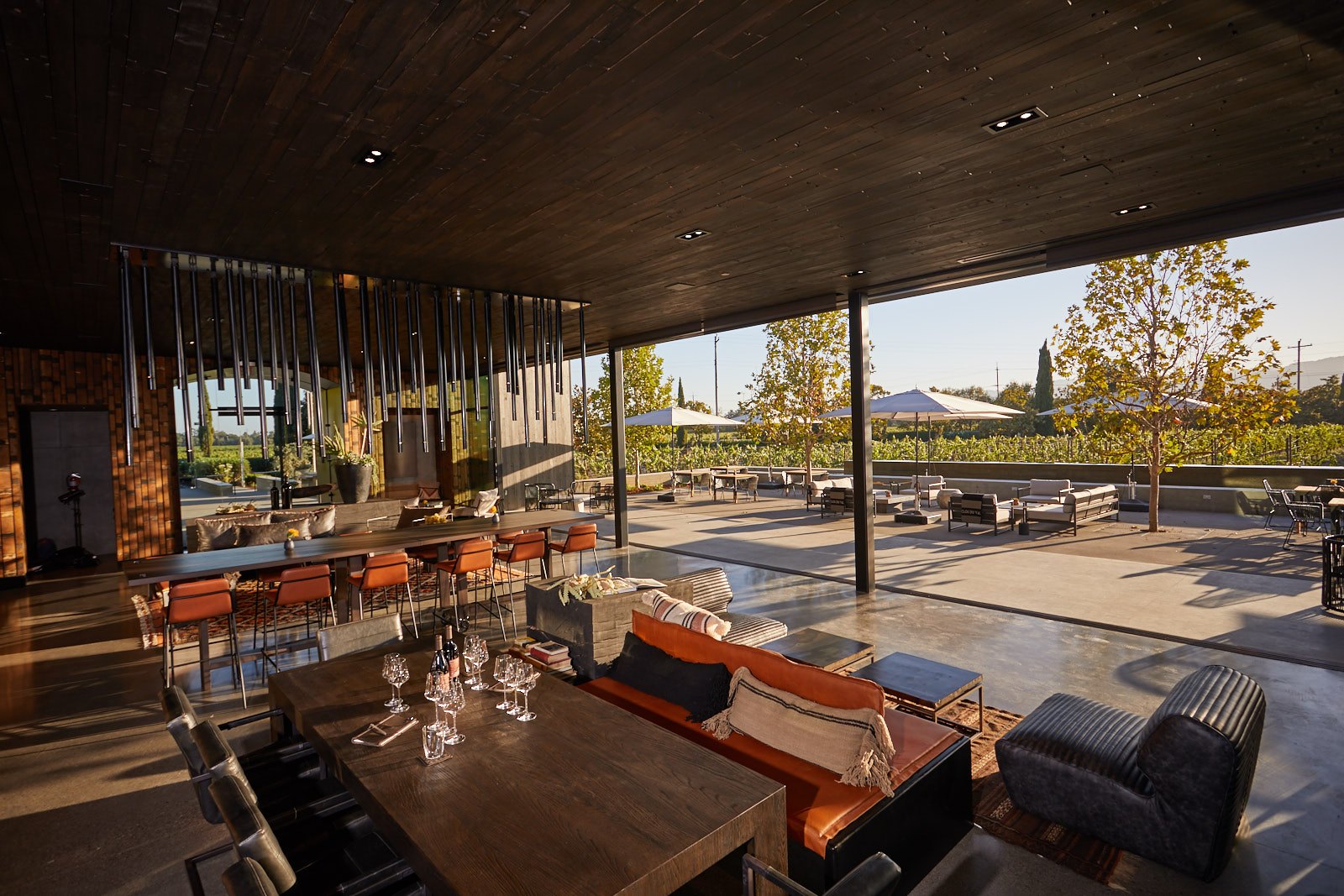 Courtyard dining at Clos Du Val in Napa